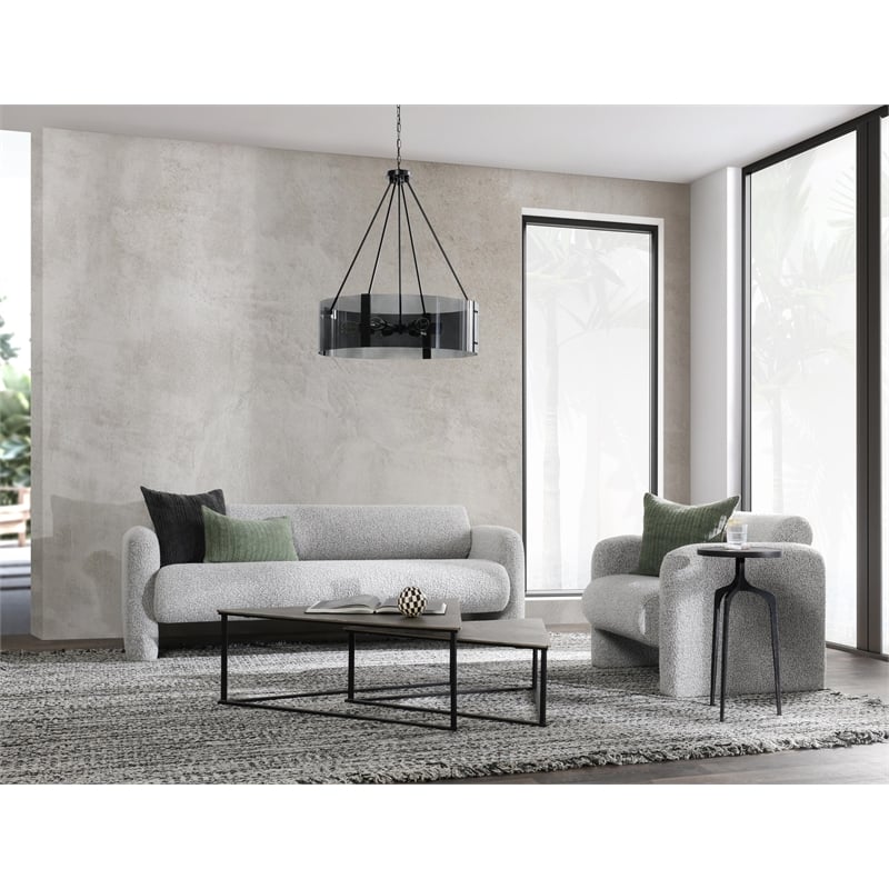 Pemberly Row Contemporary Industrial Metal Nesting Coffee Table in Black