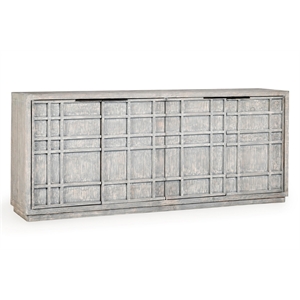 Pemberly Row Transitional 86&quot Reclaimed Pine Wood Antique Blue Sideboard