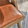 Pemberly Row Contemporary Top Grain Leather and Wood Arm Chair in Tan