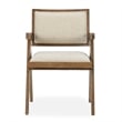Pemberly Row Contemporary Premium Upholstery and Wood Arm Chair in Beige
