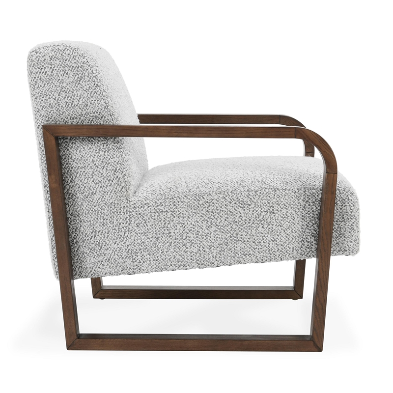 Pemberly Row Contemporary Boucle Fabric Accent Arm Chair in Gray