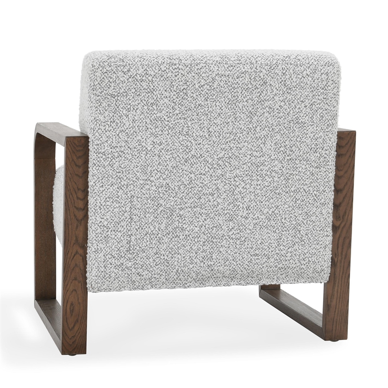 Pemberly Row Contemporary Boucle Fabric Accent Arm Chair in Gray