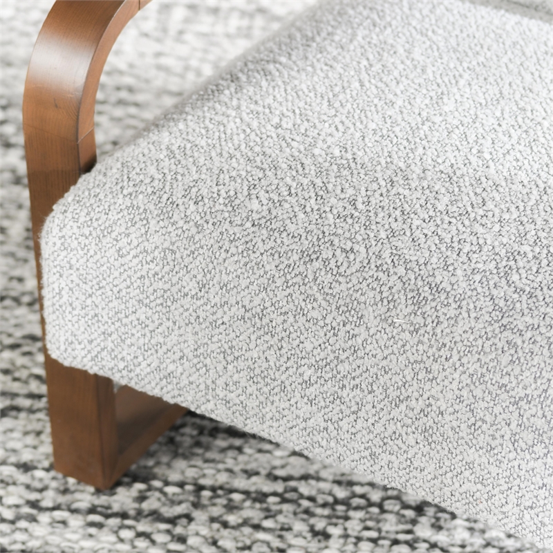 Pemberly Row Contemporary Boucle Fabric Accent Arm Chair in Gray
