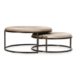 Pemberly Row Set of 2 Metal Nesting Coffee Tables in Sparrow Gray