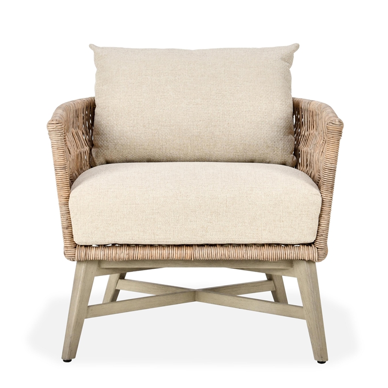 Pemberly Row Outdoor Solid Wood Accent Chair in Natural Tone