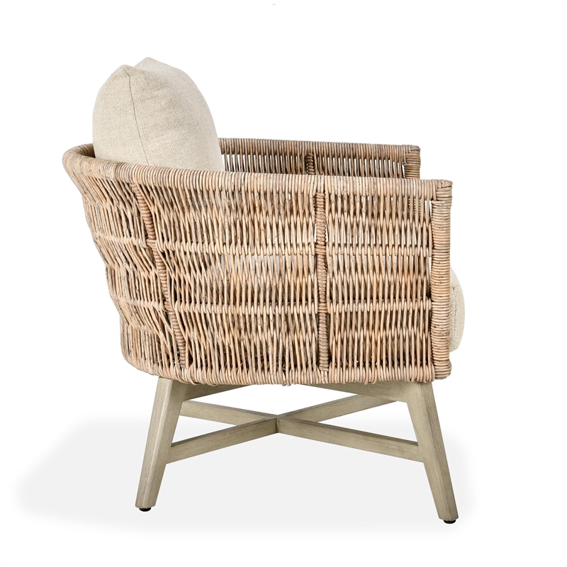 Pemberly Row Outdoor Solid Wood Accent Chair in Natural Tone