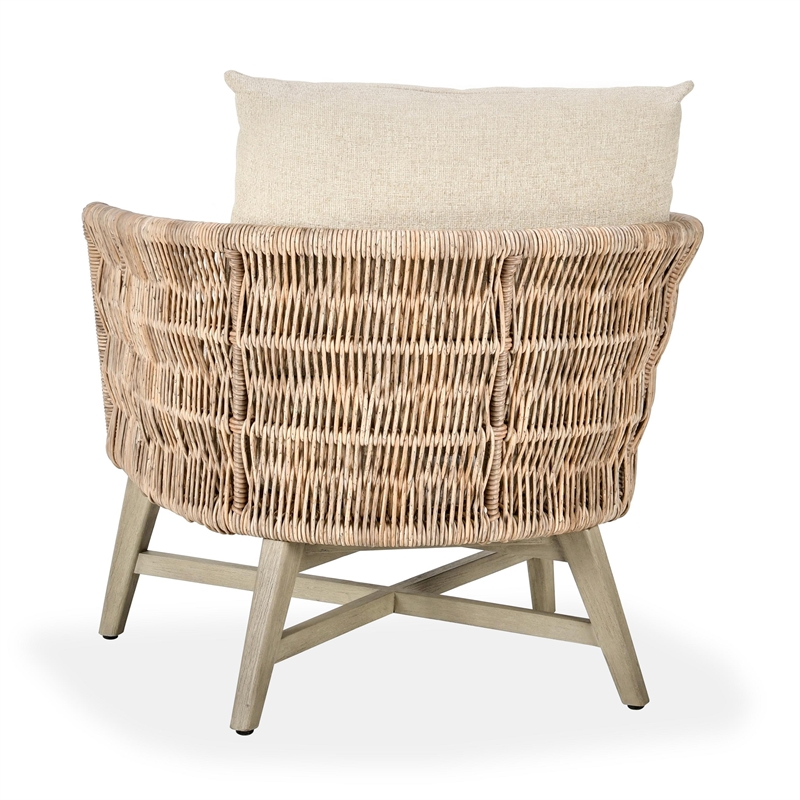 Pemberly Row Outdoor Solid Wood Accent Chair in Natural Tone