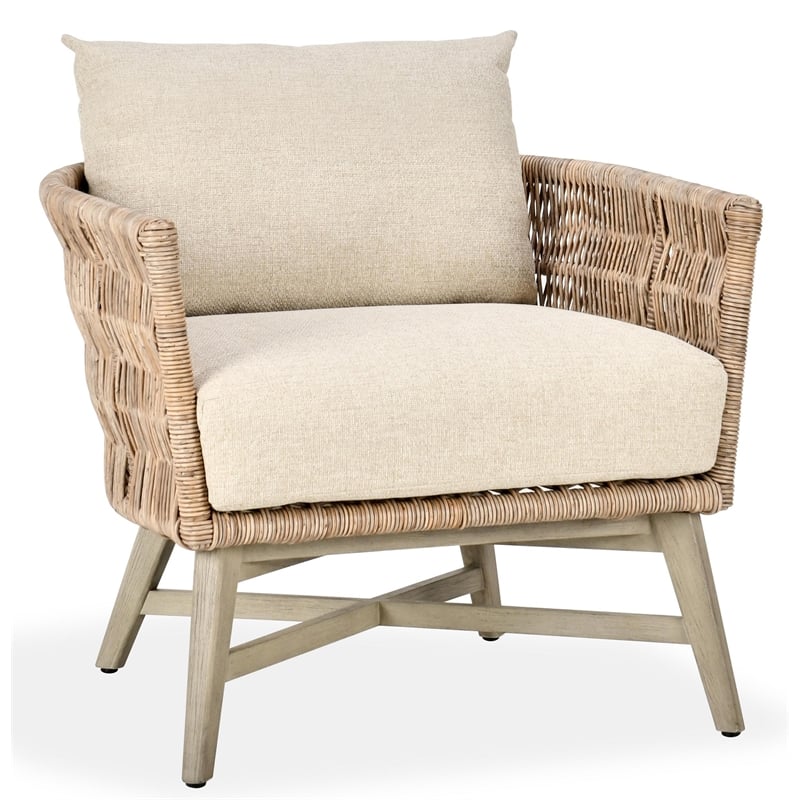 Pemberly Row Outdoor Solid Wood Accent Chair in Natural Tone