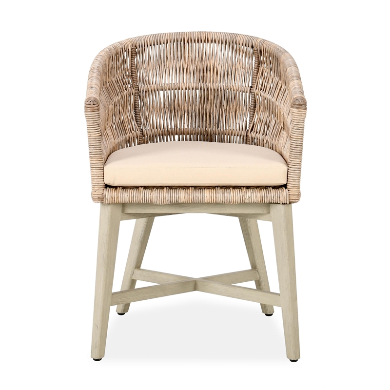 Pemberly Row Outdoor Solid Wood Dining Chair in Natural Tone
