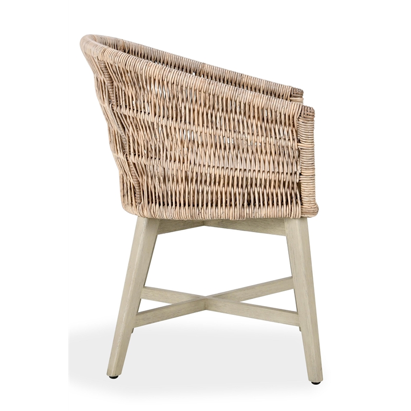 Pemberly Row Outdoor Solid Wood Dining Chair in Natural Tone