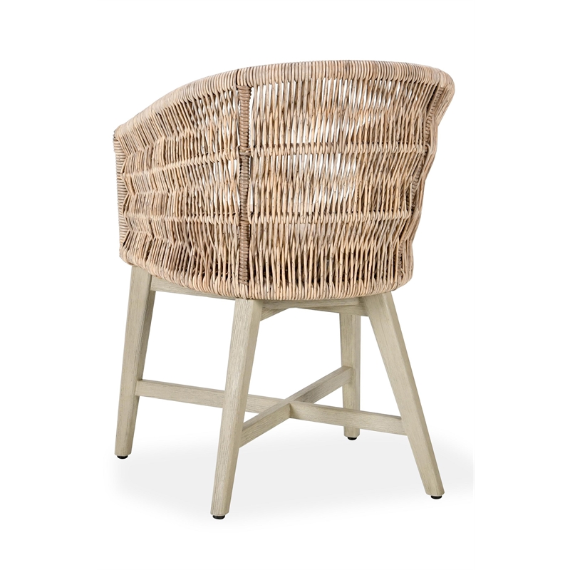 Pemberly Row Outdoor Solid Wood Dining Chair in Natural Tone