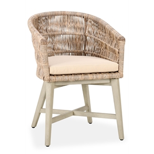 Pemberly Row Outdoor Solid Wood Dining Chair in Natural Tone