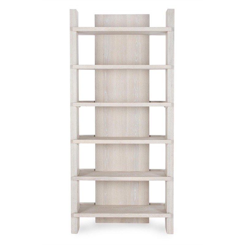 Pemberly Row Transitional 6 Shelf Oak Wood Veneer White Wash Bookshelf