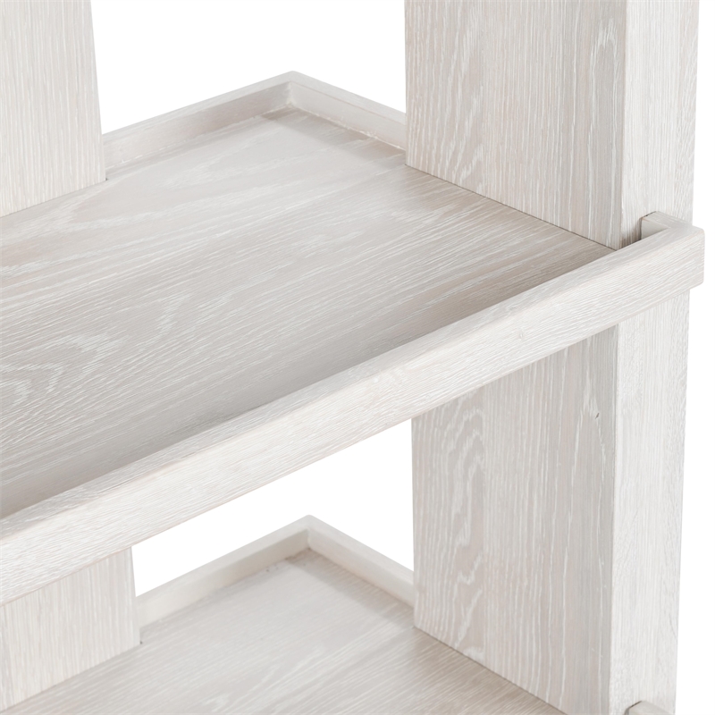 Pemberly Row Transitional 6 Shelf Oak Wood Veneer White Wash Bookshelf