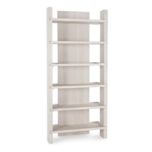 Pemberly Row Transitional 6 Shelf Oak Wood Veneer White Wash Bookshelf