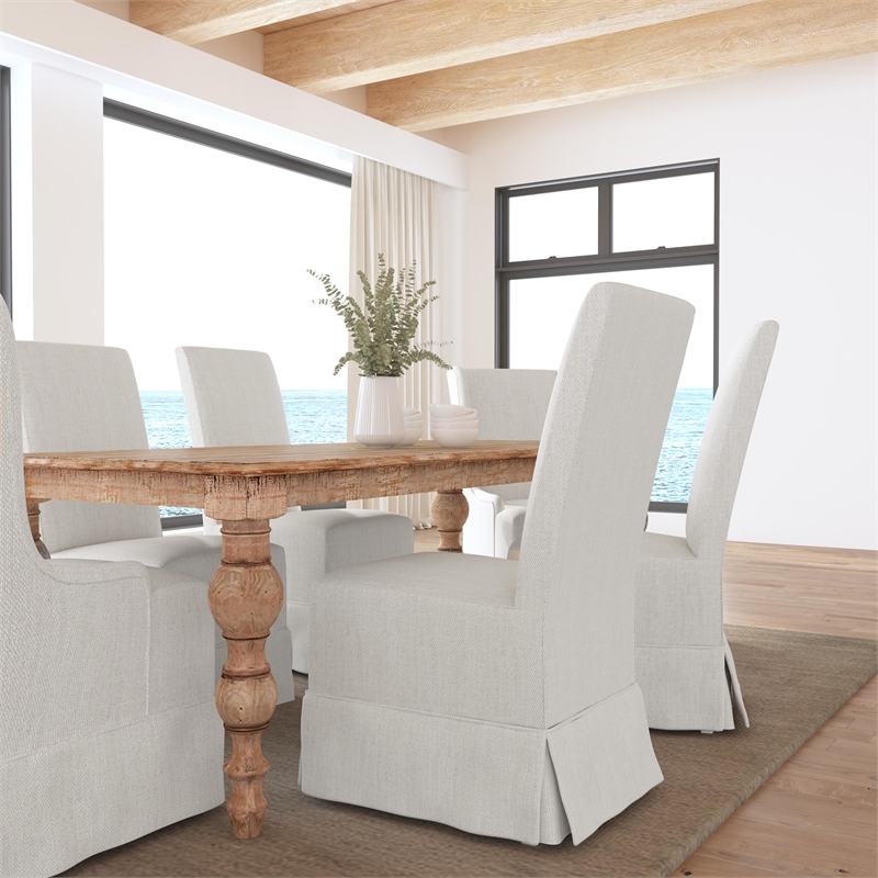 Pemberly Row Transitional Set of Two Fabric Dining Chairs in Natural