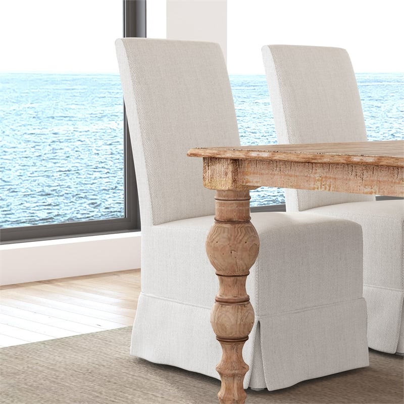 Pemberly Row Transitional Set of Two Fabric Dining Chairs in Natural