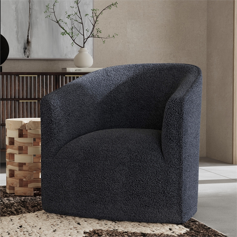 Pemberly Row Blue Stain Resistance Fabric Swivel Accent Chair