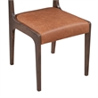 Pemberly Row Top Grain Leather Autumn Brown Wood Dining Chair
