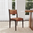 Pemberly Row Top Grain Leather Autumn Brown Wood Dining Chair