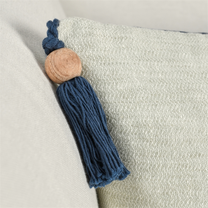 Pemberly Row Cherry 16x36 Linen Fabric Blend Sage Green Throw Pillow