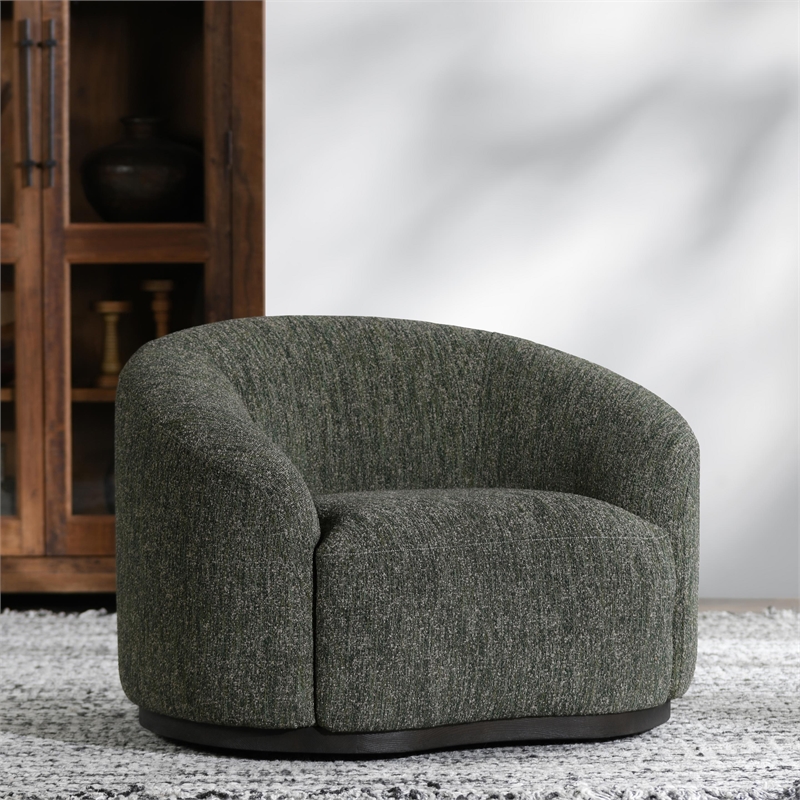 Pemberly Row Green Boucle Fabric Upholstered Swivel Accent Chair
