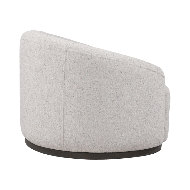 Pemberly Row Ivory Boucle Fabric Upholstered Swivel Accent Chair