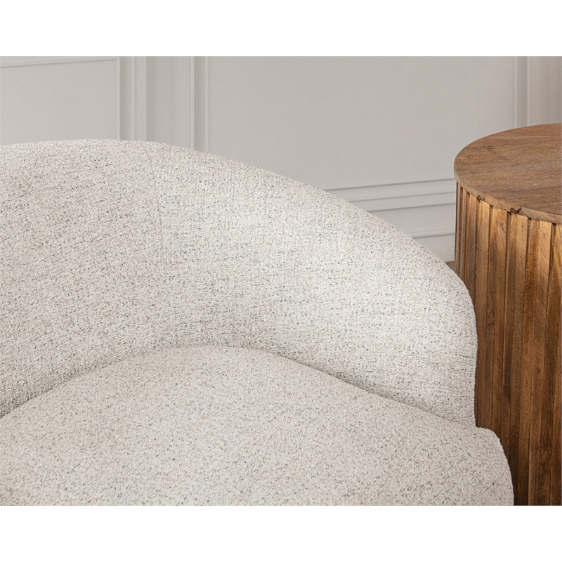 Pemberly Row Ivory Boucle Fabric Upholstered Swivel Accent Chair