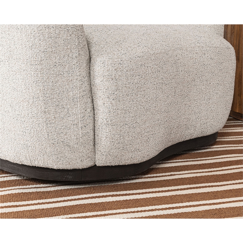 Pemberly Row Ivory Boucle Fabric Upholstered Swivel Accent Chair