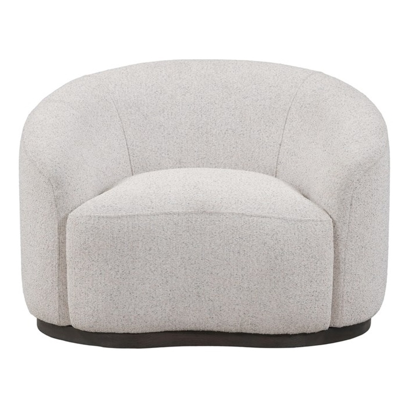 Pemberly Row Ivory Boucle Fabric Upholstered Swivel Accent Chair