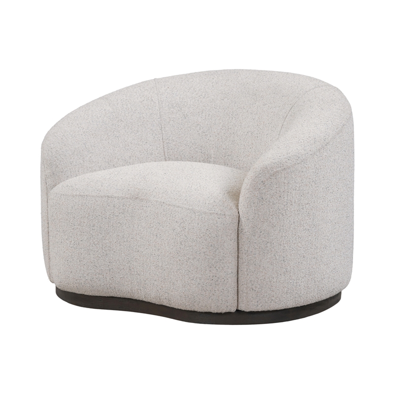 Pemberly Row Ivory Boucle Fabric Upholstered Swivel Accent Chair