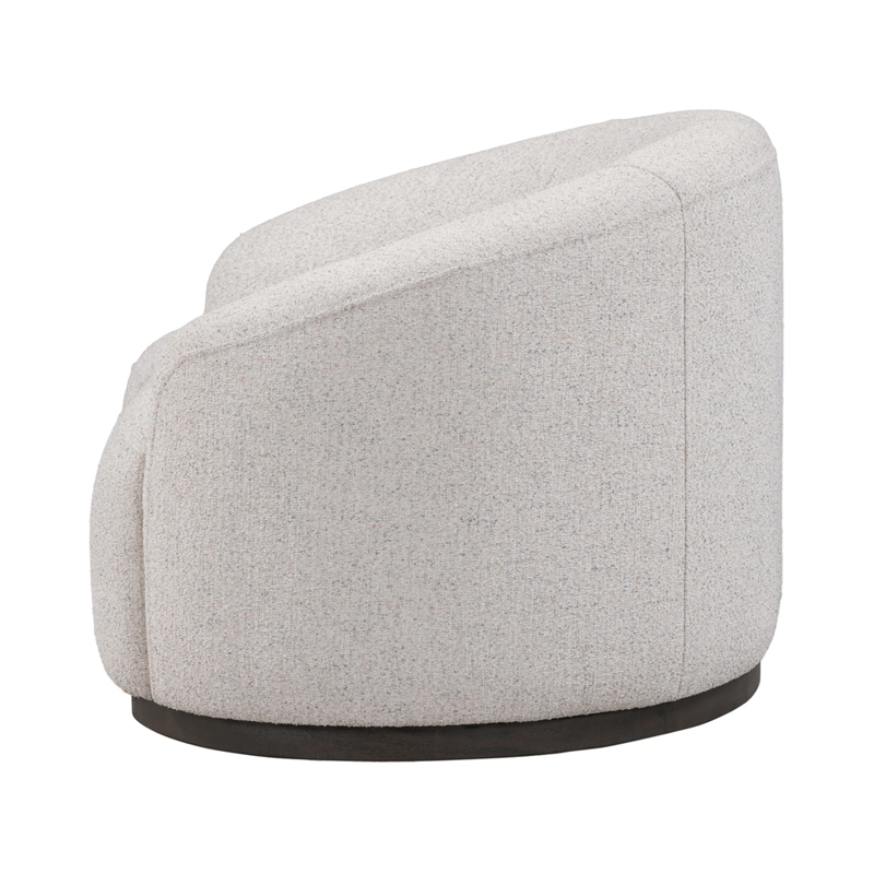 Pemberly Row Ivory Boucle Fabric Upholstered Swivel Accent Chair