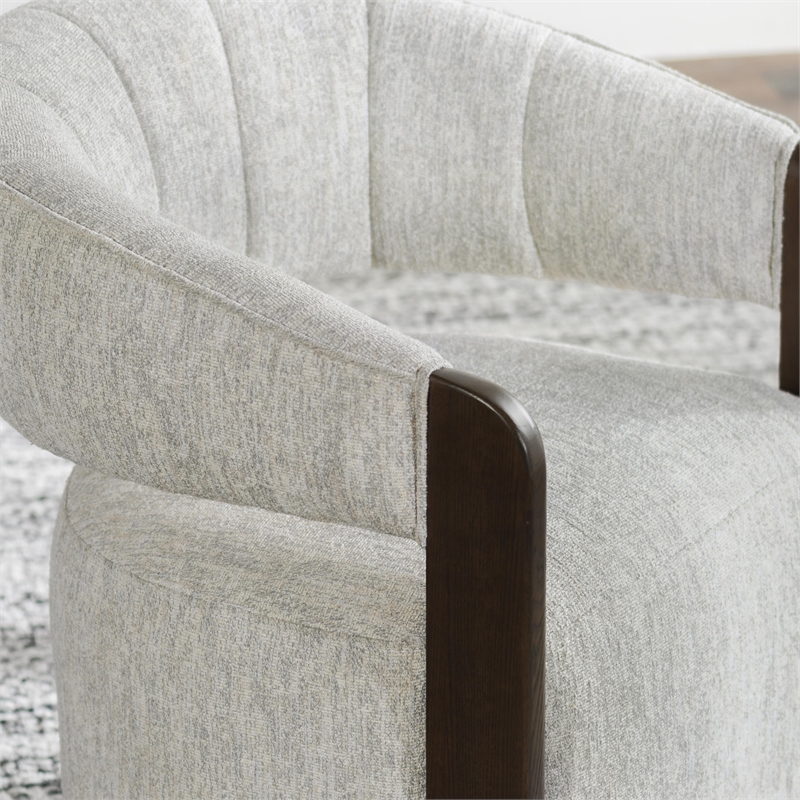 Pemberly Row Light Gray Boucle Fabric Upholstered Swivel Accent Chair