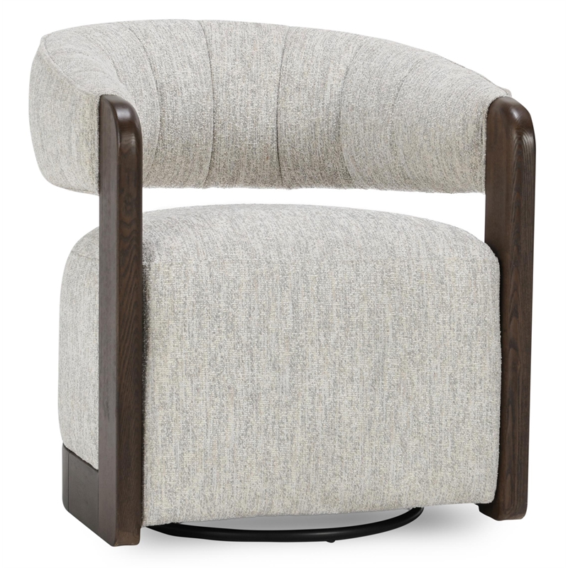 Pemberly Row Light Gray Boucle Fabric Upholstered Swivel Accent Chair