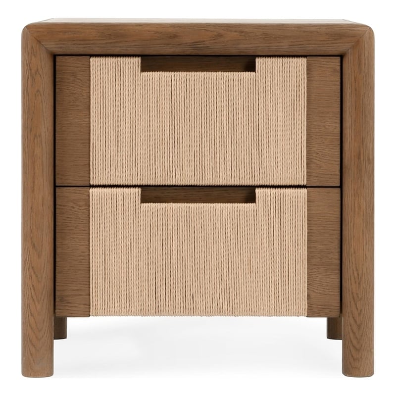 Pemberly Row Transitional Oak Wood Nightstand in Two-Tone Brown