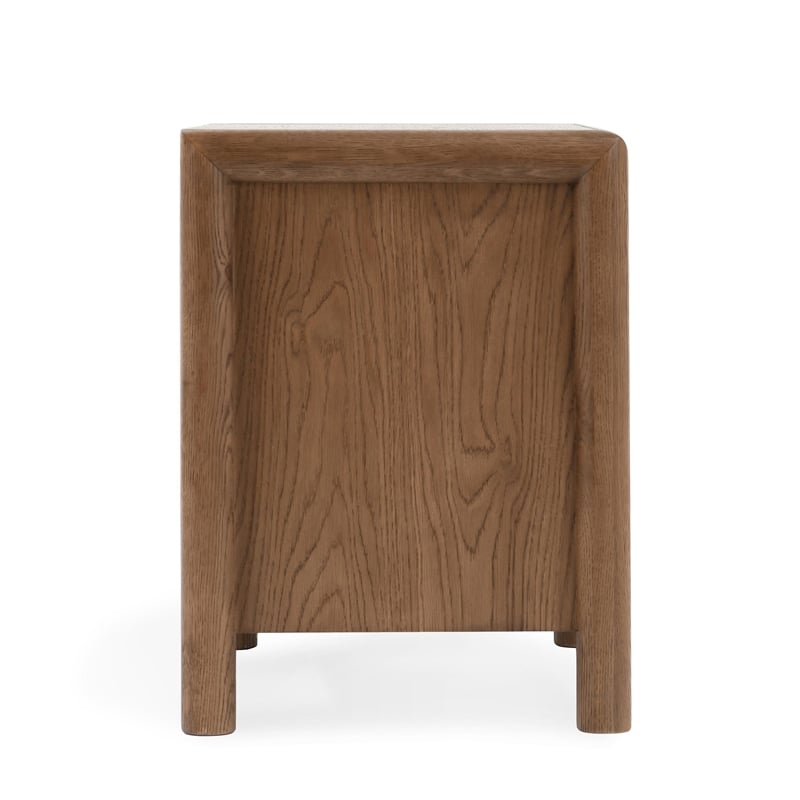 Pemberly Row Transitional Oak Wood Nightstand in Two-Tone Brown