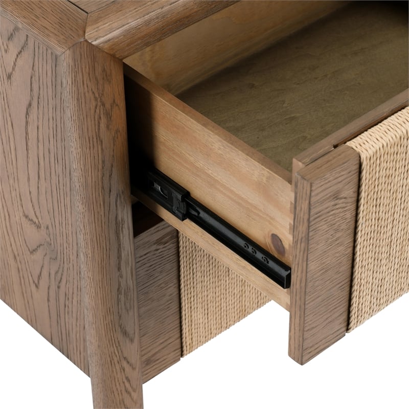Pemberly Row Transitional Oak Wood Nightstand in Two-Tone Brown