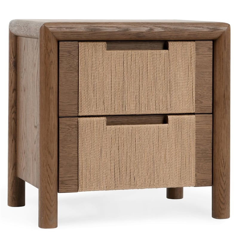 Pemberly Row Transitional Oak Wood Nightstand in Two-Tone Brown