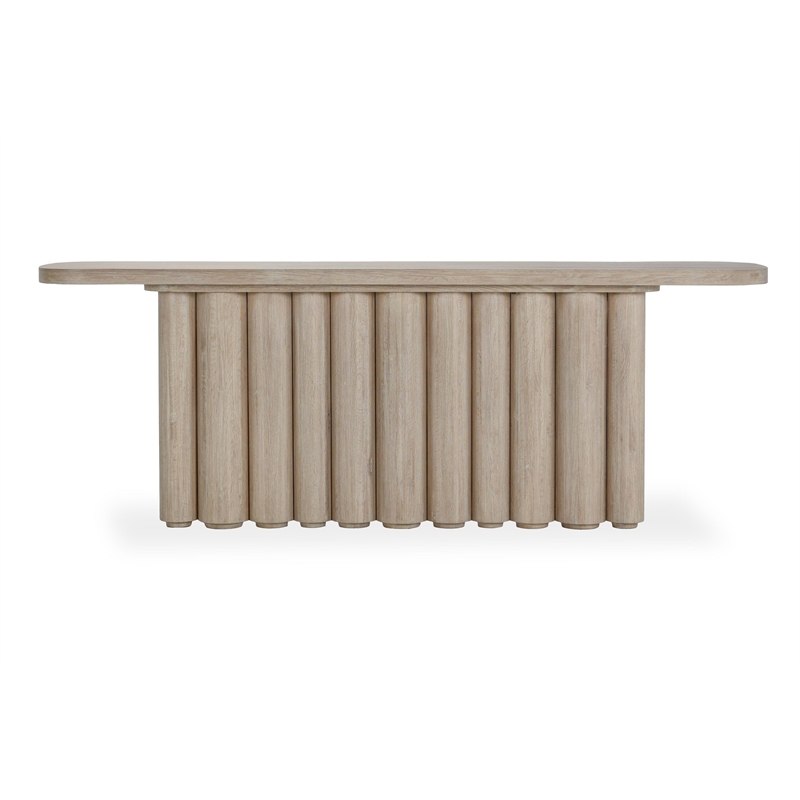 Pemberly Row Contemporary Oak Solid Wood Console Table in White Washed