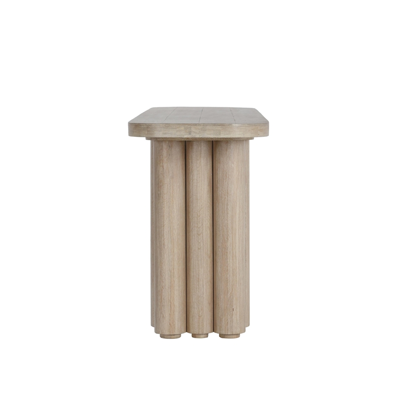 Pemberly Row Contemporary Oak Solid Wood Console Table in White Washed