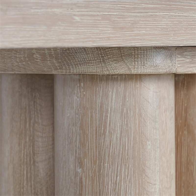 Pemberly Row Contemporary Oak Solid Wood Console Table in White Washed