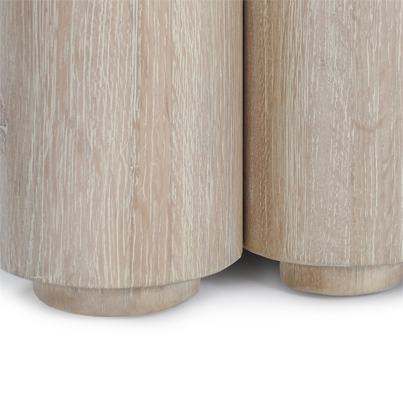 Pemberly Row Contemporary Oak Solid Wood Console Table in White Washed