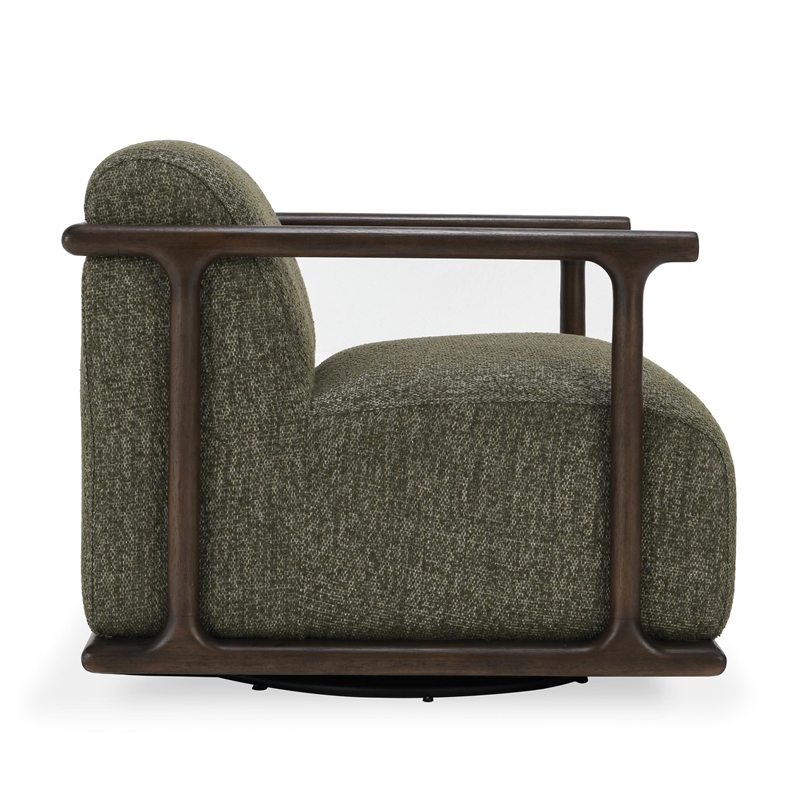 Pemberly Row Green Boucle Fabric Upholstered Swivel Accent Chair