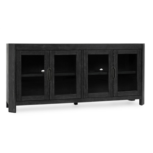 Pemberly Row 84&quot Reclaimed Oak Wood 4-Door Sideboard Buffet in Black