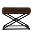 Pemberly Row Contemporary Brown Top Grain Leather Bench Stool