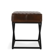 Pemberly Row Contemporary Brown Top Grain Leather Bench Stool