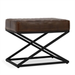 Pemberly Row Contemporary Brown Top Grain Leather Bench Stool