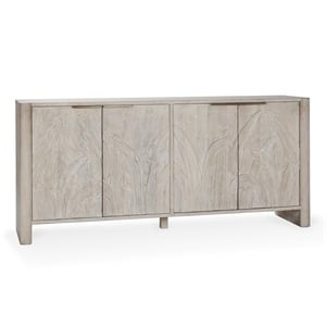 Pemberly Row Transitional 82&quot Solid Wood White Washed Buffet Sideboard