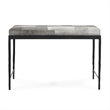 Pemberly Row Transitional Leather Hide Ottoman Bench in Gray
