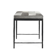 Pemberly Row Transitional Leather Hide Ottoman Bench in Gray
